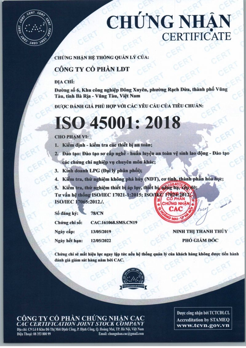 Giấy chứng nhận ISO 45001